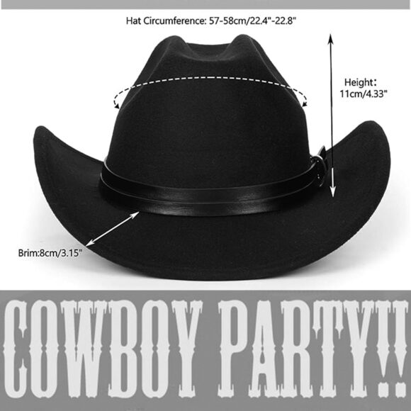 9818 Western Cowboy Hat For Women Men Classic Roll-up-brim Cowgirl-hat main image 7
